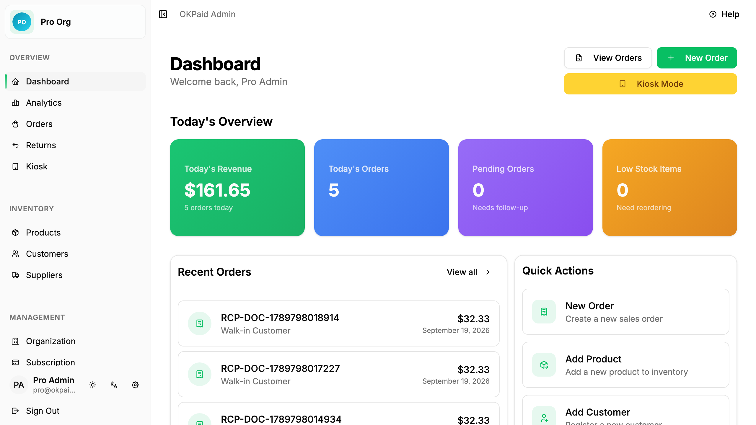 OKPaid dashboard overview