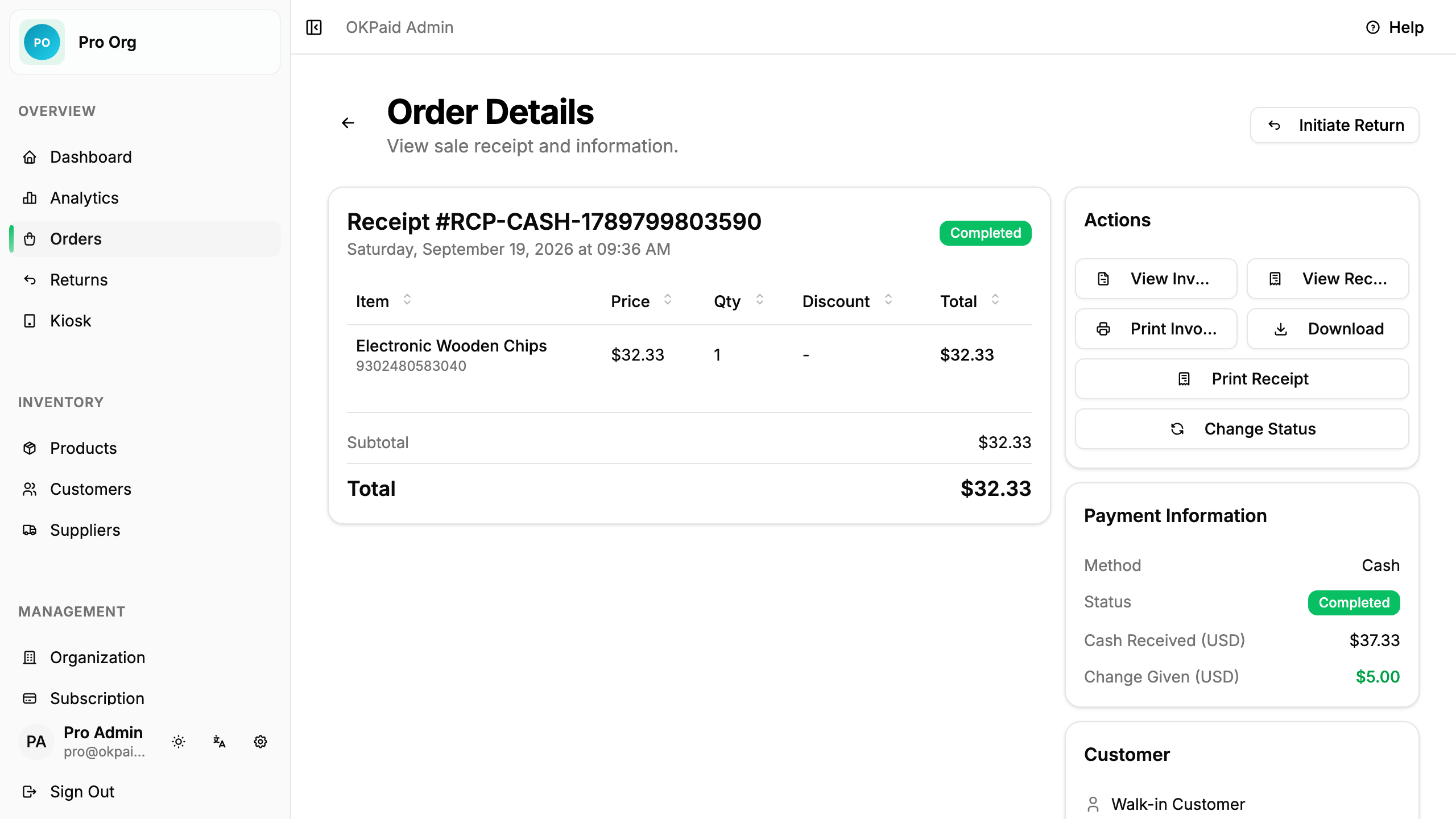 Order details